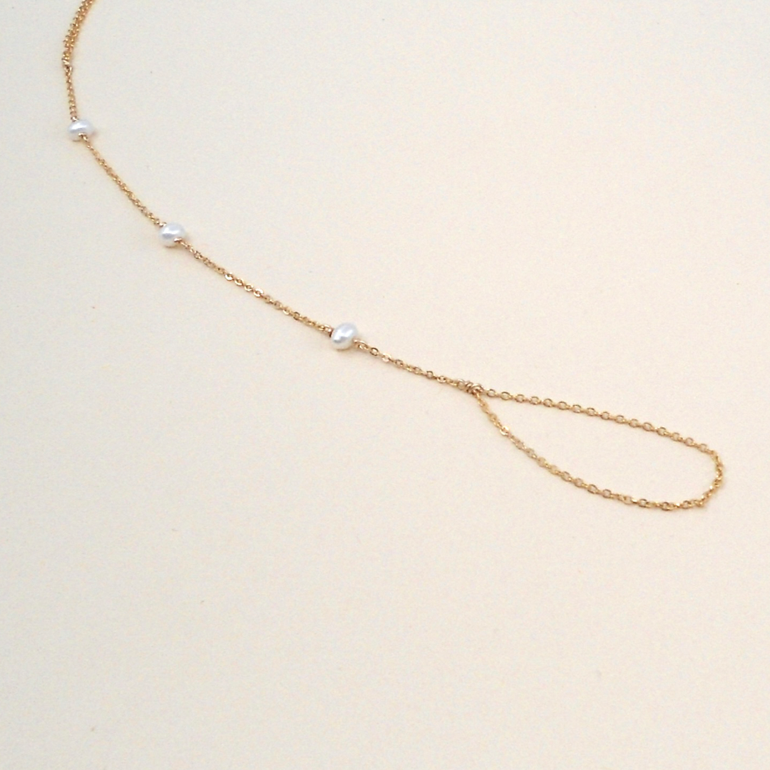 MAY MARTIN Cleo Pearl Hand Chain-The Shop Laguna Beach