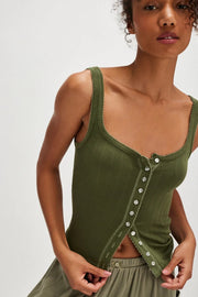 FREE PEOPLE End Game Pointelle Button Tank-The Shop Laguna Beach