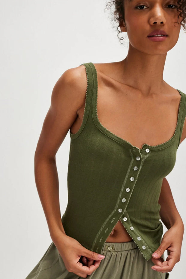 FREE PEOPLE End Game Pointelle Button Tank-The Shop Laguna Beach