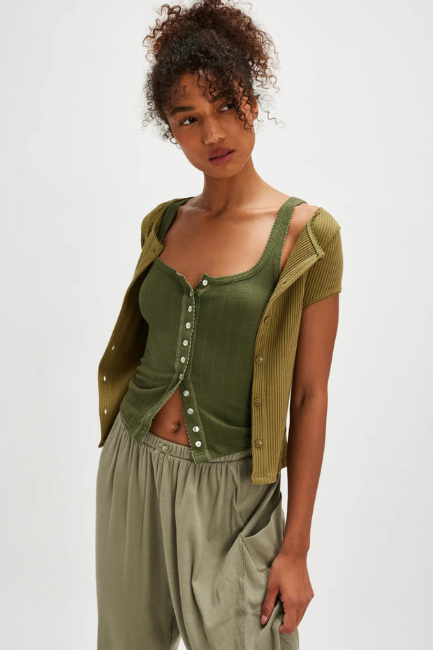 FREE PEOPLE End Game Pointelle Button Tank-The Shop Laguna Beach