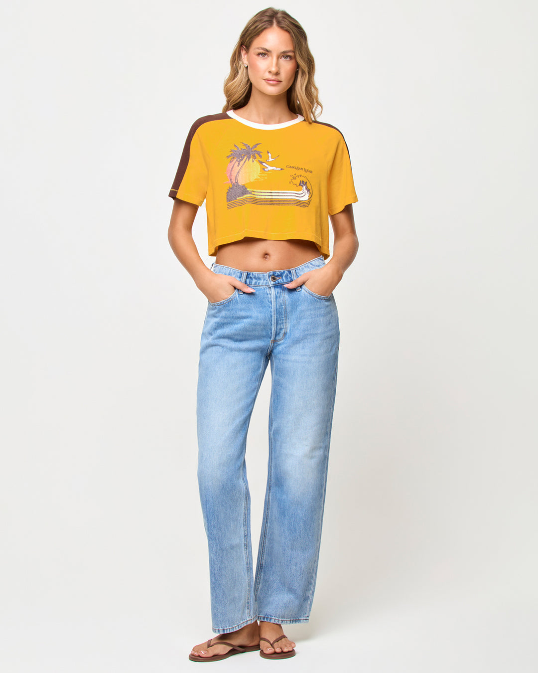 LSPACE X THE SALTY BLONDE Costa Crop Ringer Tee-The Shop Laguna Beach