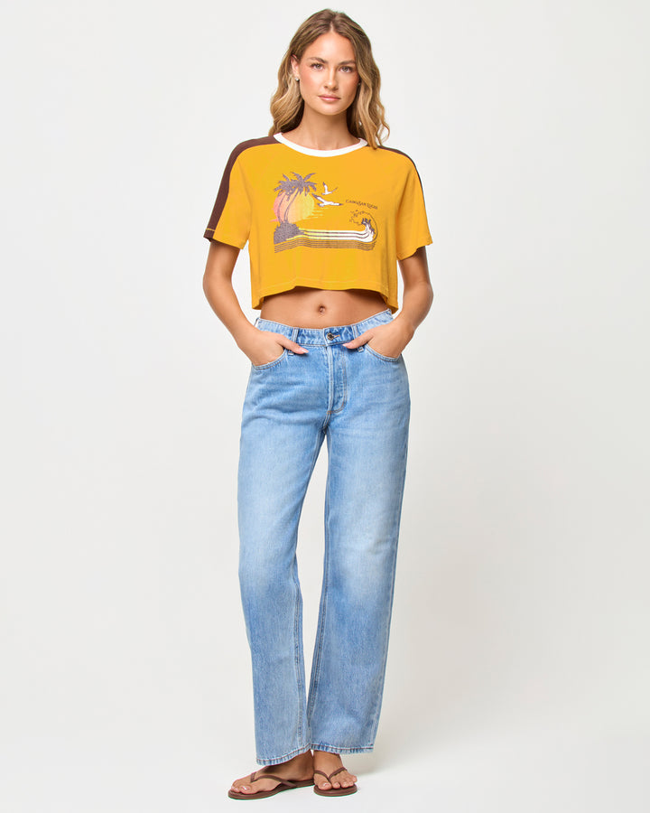 LSPACE X THE SALTY BLONDE Costa Crop Ringer Tee-The Shop Laguna Beach