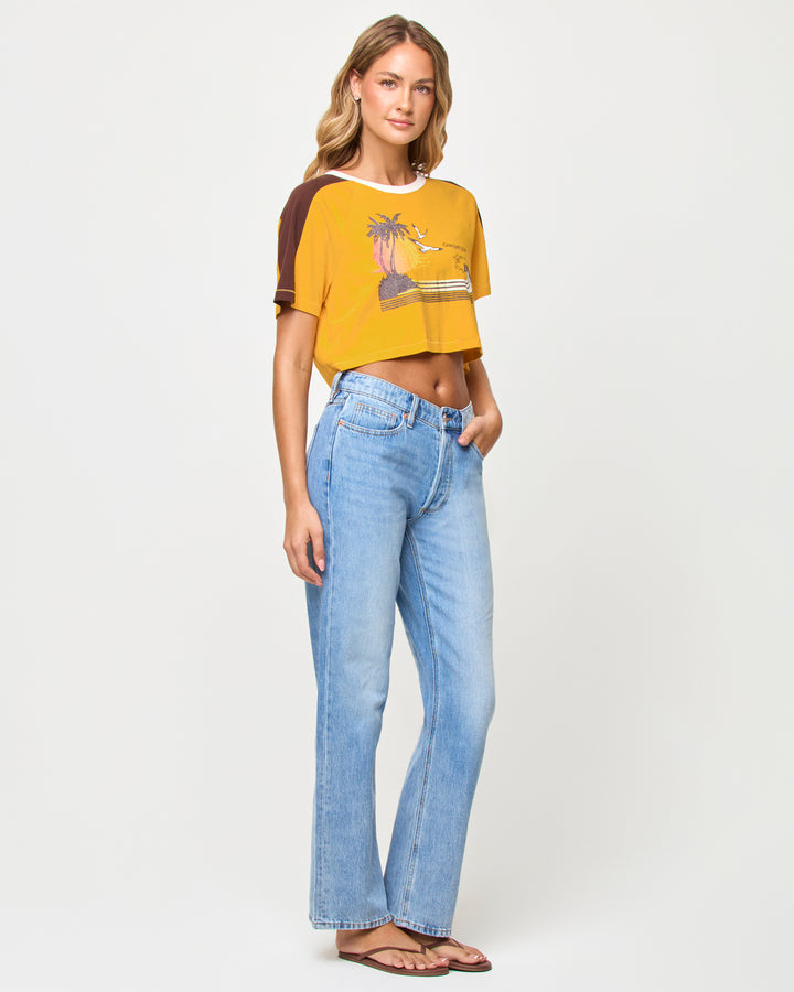 LSPACE X THE SALTY BLONDE Costa Crop Ringer Tee-The Shop Laguna Beach