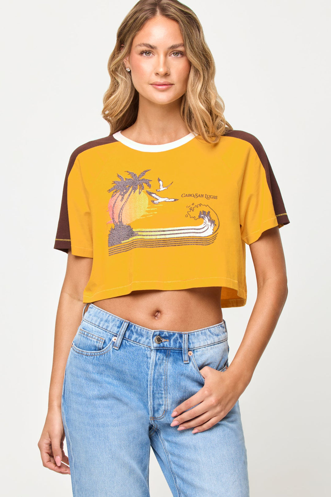 LSPACE X THE SALTY BLONDE Costa Crop Ringer Tee-The Shop Laguna Beach