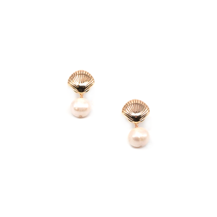 MAY MARTIN Cove Shell/Pearl Studs-The Shop Laguna Beach
