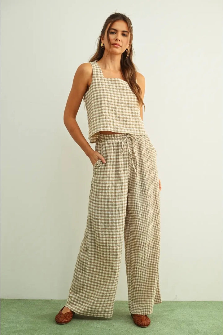 KEEN THE LABEL Carolina Mixed Gingham Pant-The Shop Laguna Beach