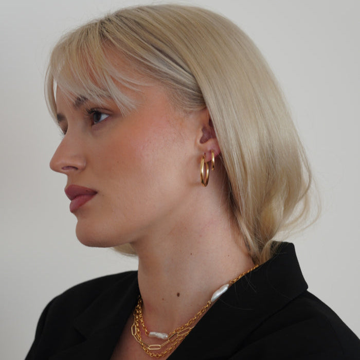 MAY MARTIN Medium Hinge Hoops - Gold-The Shop Laguna Beach