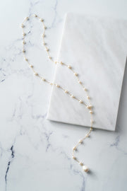 GOUPI Lariat Pearl Rosario Necklace-The Shop Laguna Beach