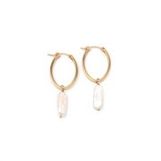MAY MARTIN <br> Naomi Pearl Hoop Earrings-The Shop Laguna Beach