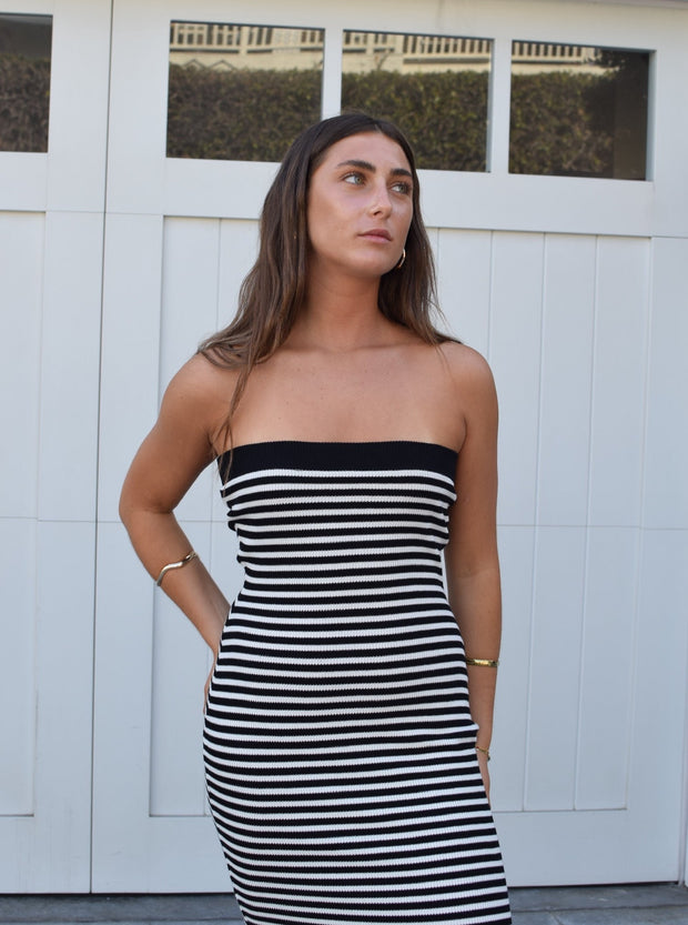 KEEN THE LABEL Kodi Striped Knit Strapless Dress-The Shop Laguna Beach