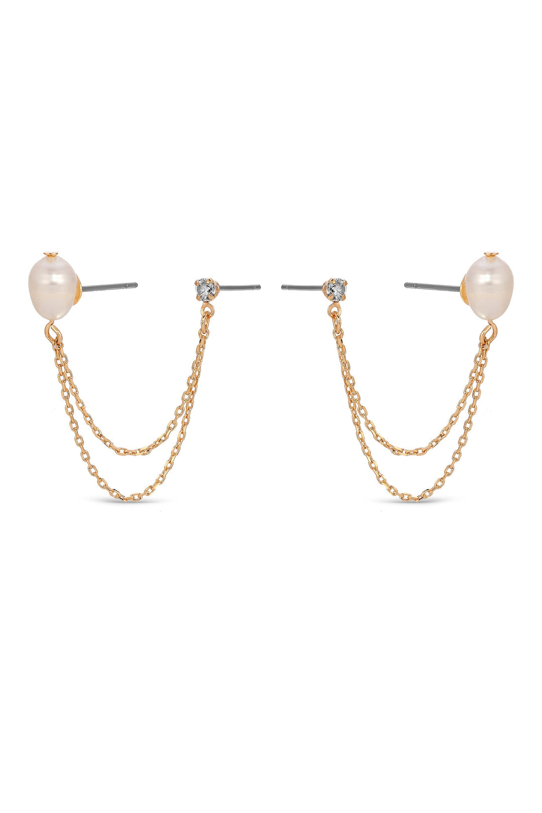 ETTIKA Double Piercing Freshwater Pearl Earring