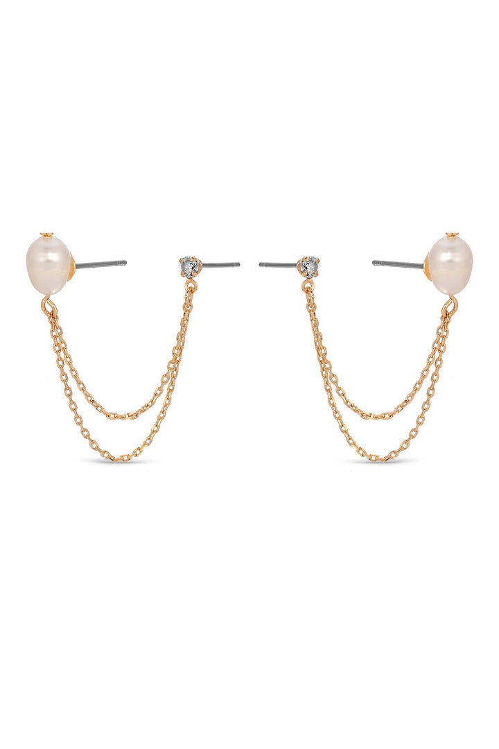 ETTIKA Double Piercing Freshwater Pearl Earring
