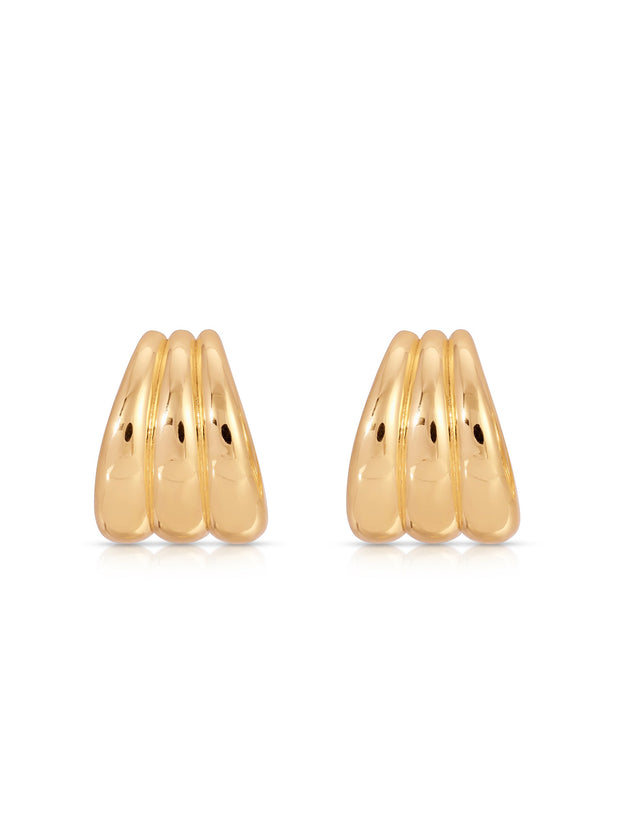 ETTIKA Triple Ribbed 18K Gold-Plated Hoops-The Shop Laguna Beach