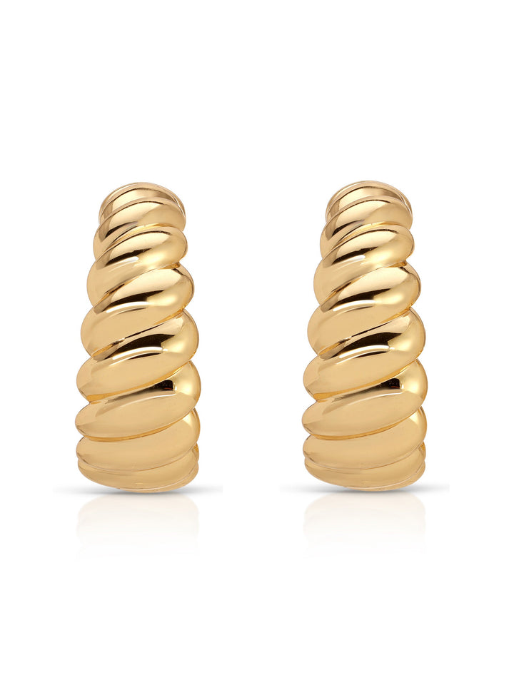ETTIKA Modern Ribbed 18K Gold-Plated Hoops-The Shop Laguna Beach