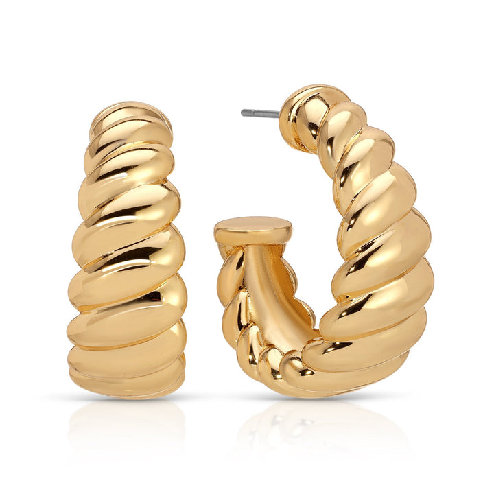 ETTIKA Modern Ribbed 18K Gold-Plated Hoops-The Shop Laguna Beach