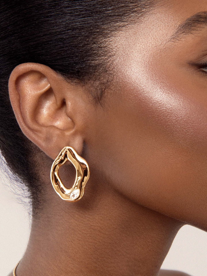 ETTIKA Melting Metal Crystal Earrings