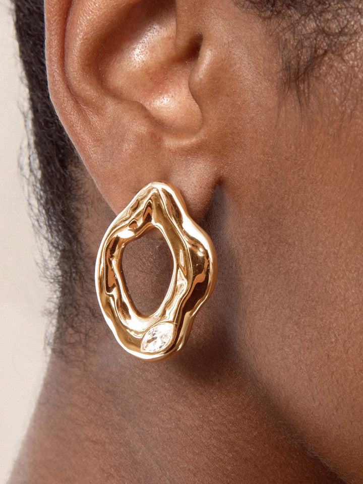 ETTIKA Melting Metal Crystal Earrings