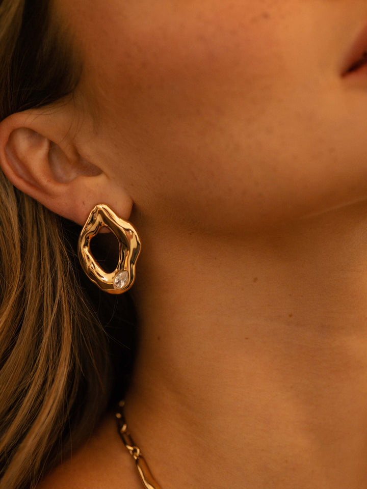 ETTIKA Melting Metal Crystal Earrings