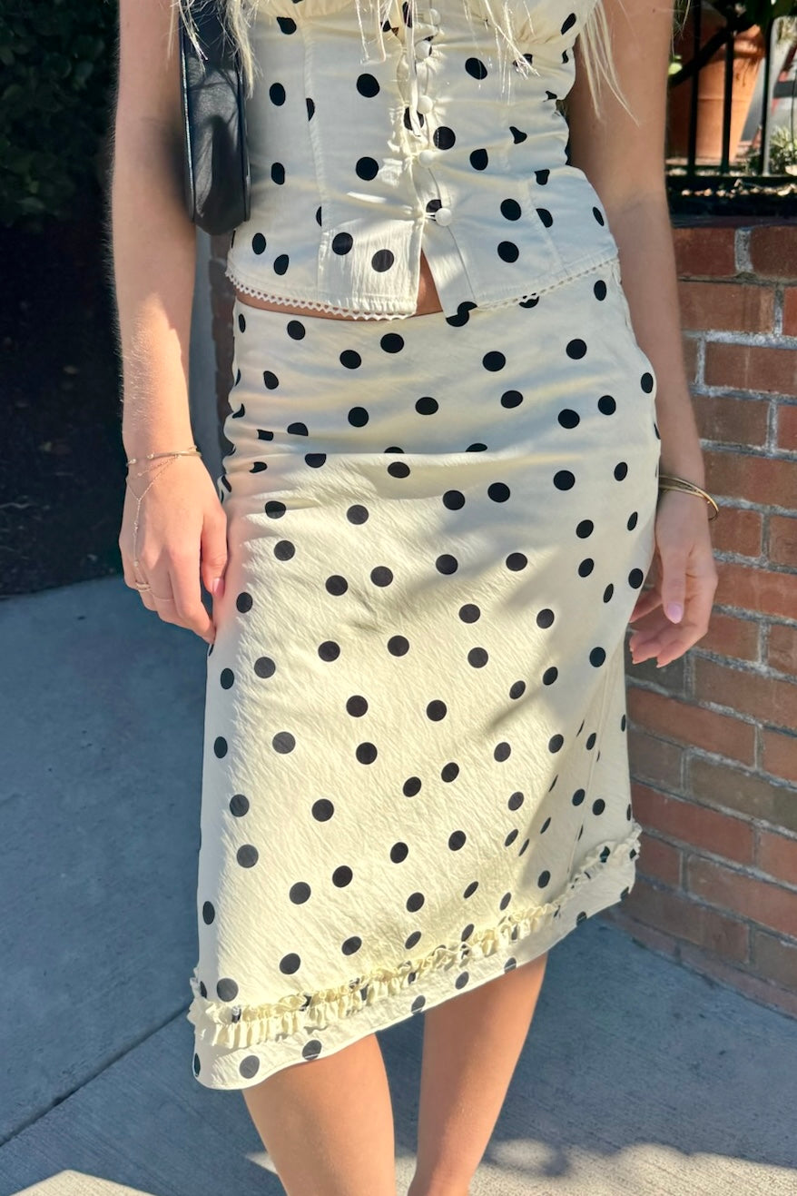 KEEN THE LABEL Collins Polka Midi Skirt-The Shop Laguna Beach