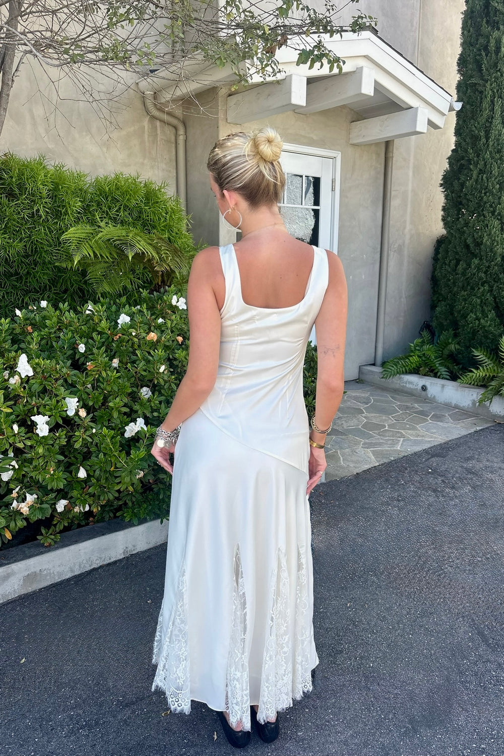 KEEN THE LABEL Alba Satin Inset Lace Maxi Dress-The Shop Laguna Beach