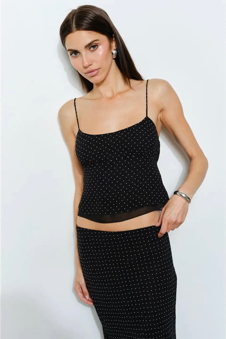 KEEN THE LABEL Beau Polka Dot Buttoned Tank-The Shop Laguna Beach