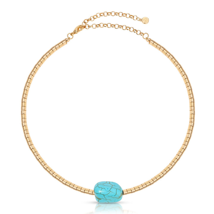 ETTIKA Gold Beaded Turquoise Nugget 18kt Necklace