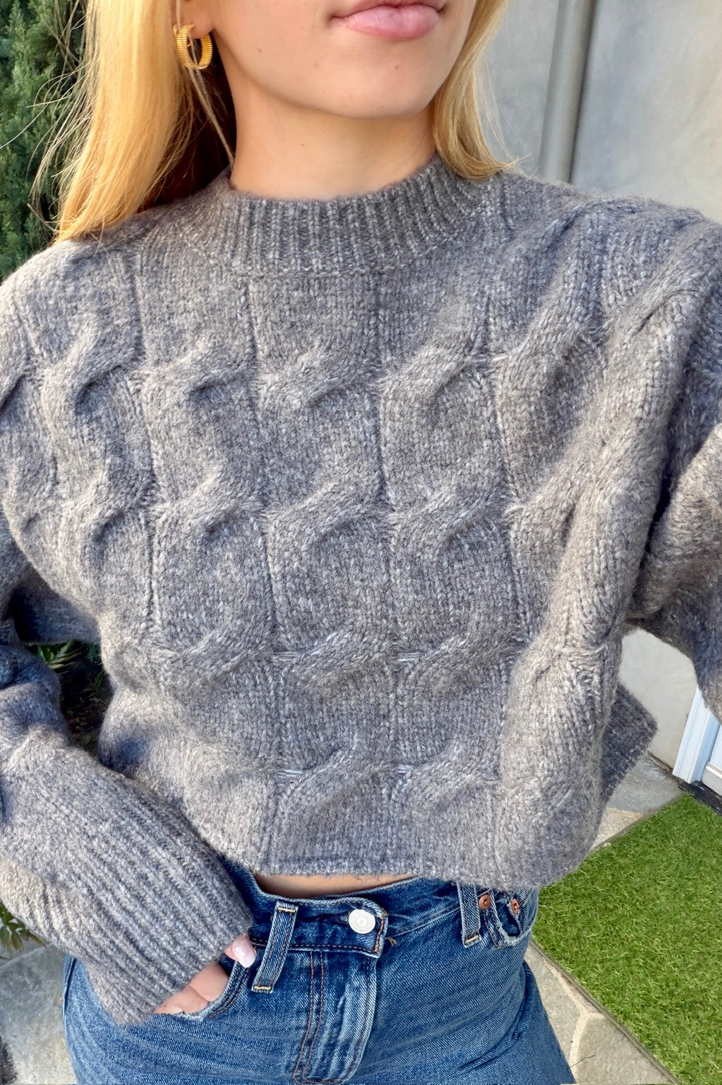 KEEN THE LABEL Remington Cableknit Crop Sweater-The Shop Laguna Beach