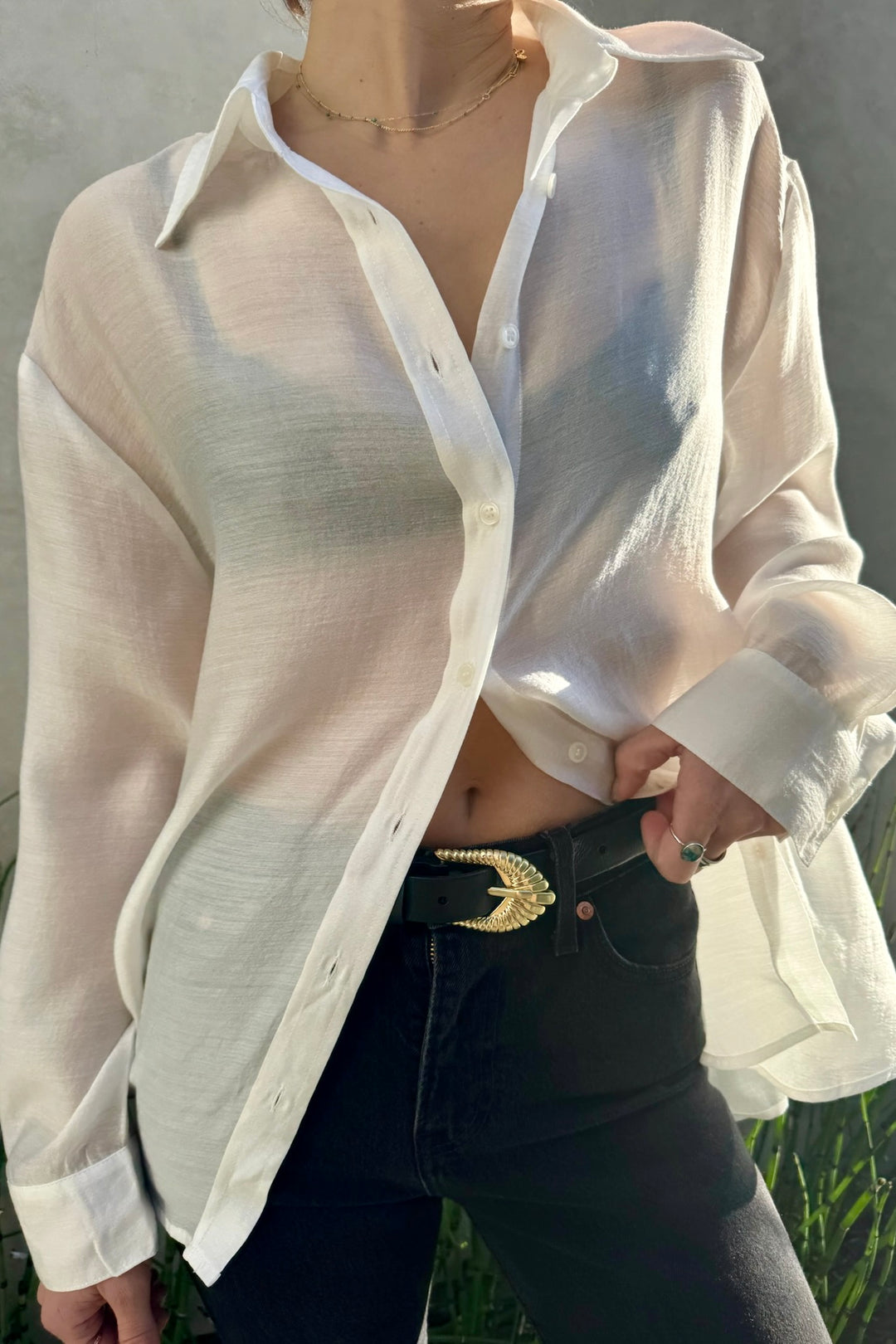 KEEN THE LABEL Betina Buttoned Sheer Top-The Shop Laguna Beach