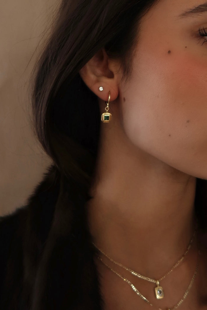 MAY MARTIN Bardot Emerald Earrings-The Shop Laguna Beach