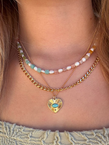 JESSICA MATRASKO Mika Pearl/Gemstone Necklace