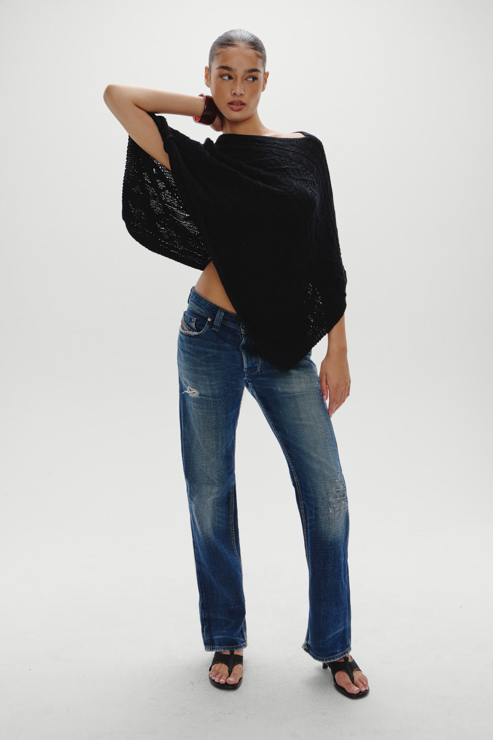 FRANKIES BIKINIS Aspen Cableknit Poncho Sweater-The Shop Laguna Beach