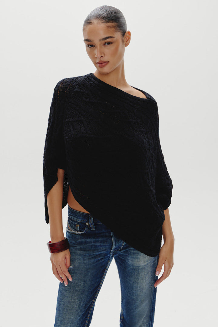 FRANKIES BIKINIS Aspen Cableknit Poncho Sweater-The Shop Laguna Beach
