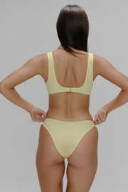 FRANKIES BIKINIS Dove Lemon High-Leg Bottom