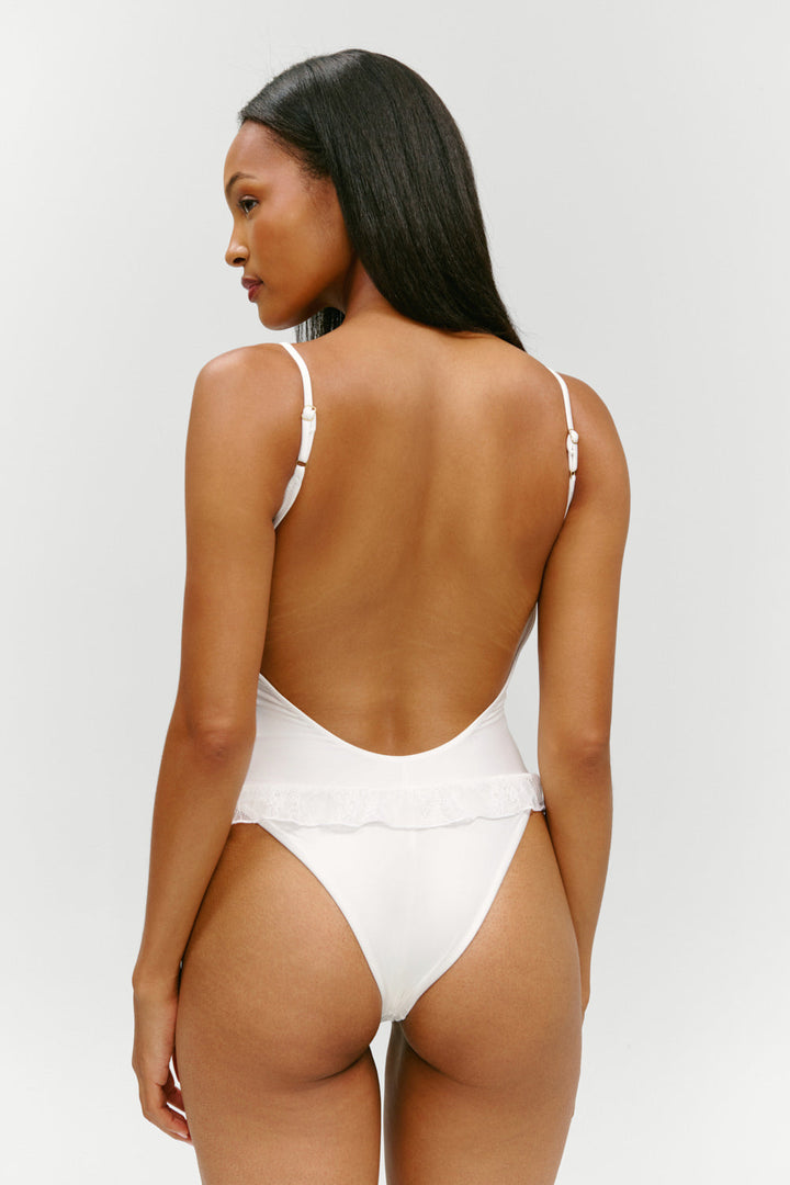 FRANKIES BIKINIS X PAIGE LORENZE Juliet Satin Ruffle One Piece