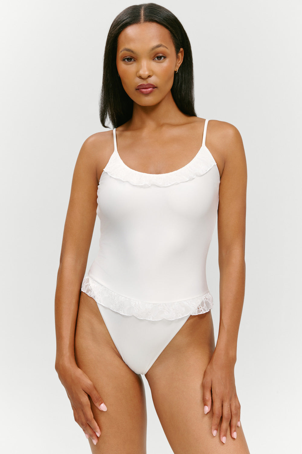 FRANKIES BIKINIS X PAIGE LORENZE Juliet Satin Ruffle One Piece