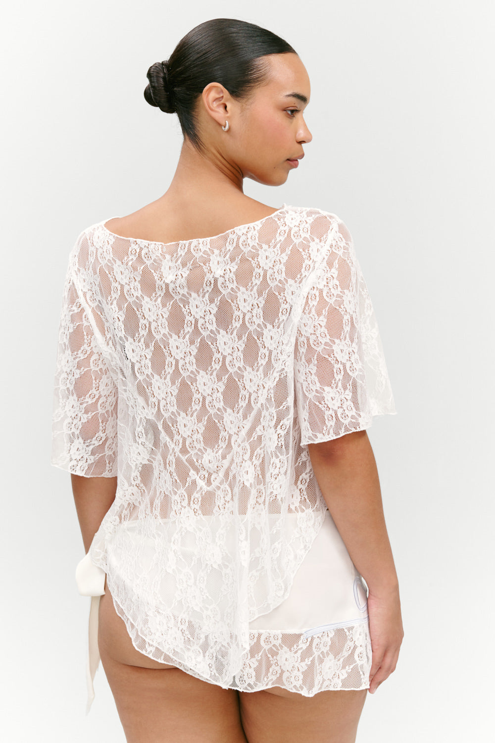 FRANKIES BIKINIS X PAIGE LORENZE Romantic Sheer Lace Poncho Top