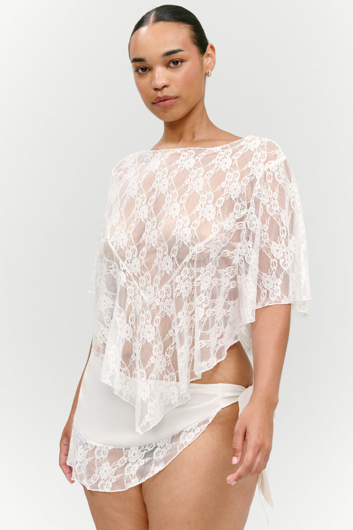 FRANKIES BIKINIS X PAIGE LORENZE Romantic Sheer Lace Poncho Top