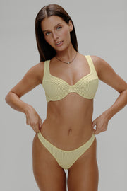 FRANKIES BIKINIS Dove Lemon High-Leg Bottom