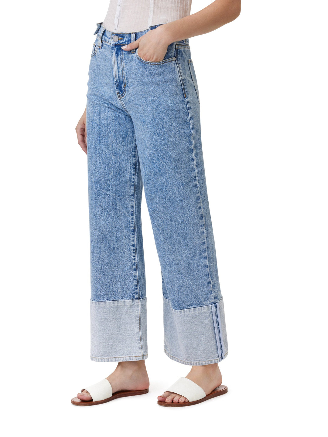 HABITUAL Wide Leg Contrast Denim Pant-The Shop Laguna Beach