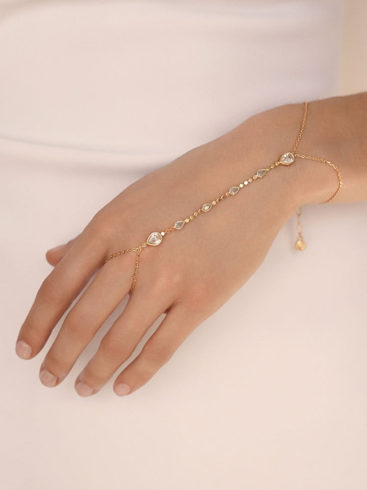 ETTIKA Dripping Crystal 18kt Hand Chain
