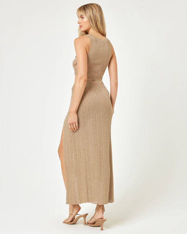 LSPACE Heart of Gold Metallic Knit Maxi Skirt-The Shop Laguna Beach