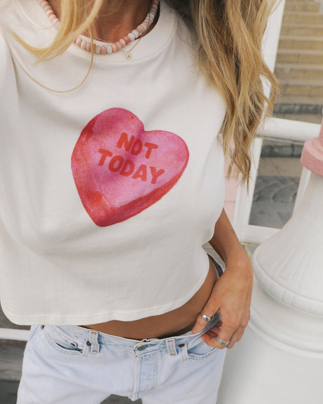 LSPACE Merci "Not Today" Baby Tee-The Shop Laguna Beach