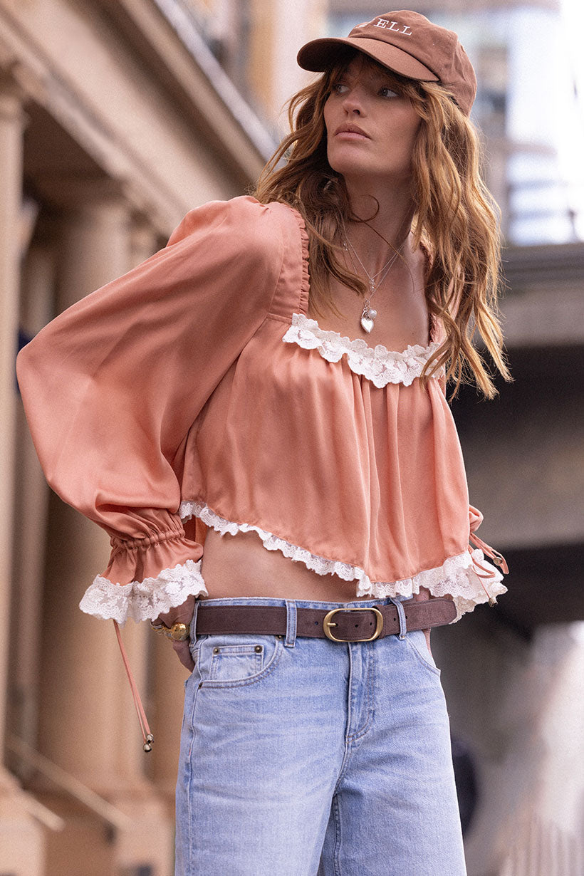 SPELL • HOMECOMING Poison Peach Blouse-The Shop Laguna Beach