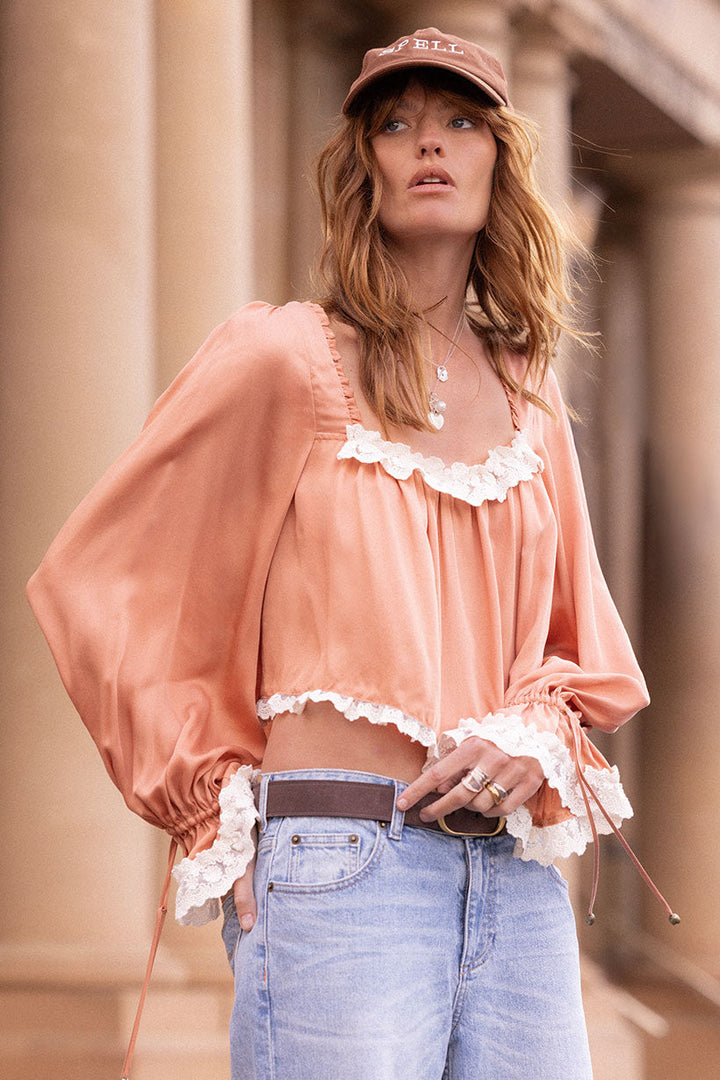 SPELL • HOMECOMING Poison Peach Blouse-The Shop Laguna Beach