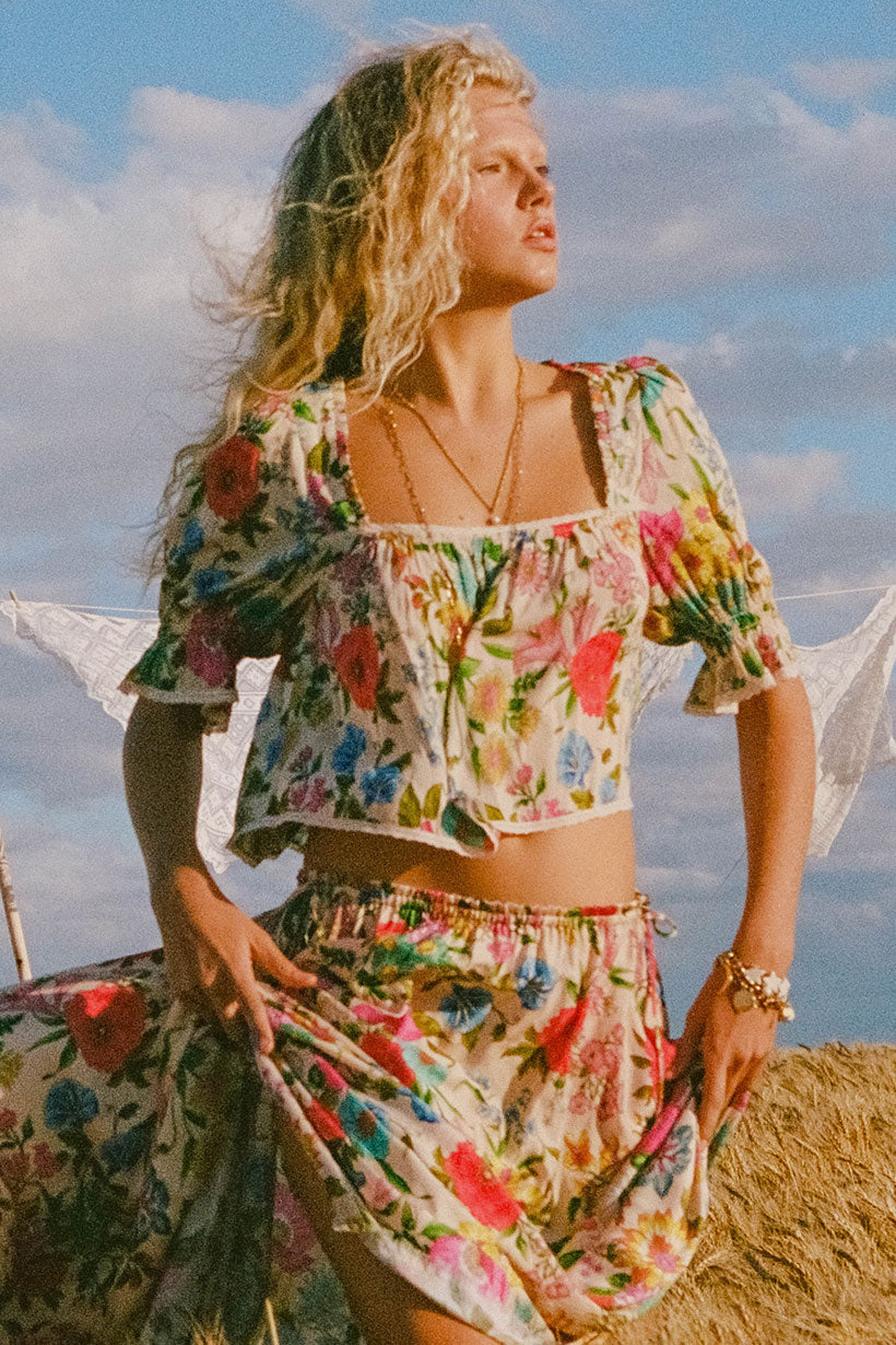 SPELL • HOMECOMING Valley of the Dolls Short Sleeve Blouse-The Shop Laguna Beach