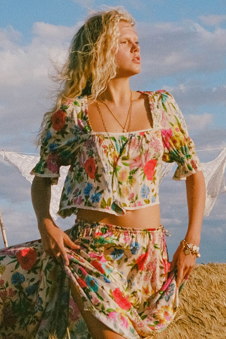 SPELL • HOMECOMING Valley of the Dolls Short Sleeve Blouse-The Shop Laguna Beach