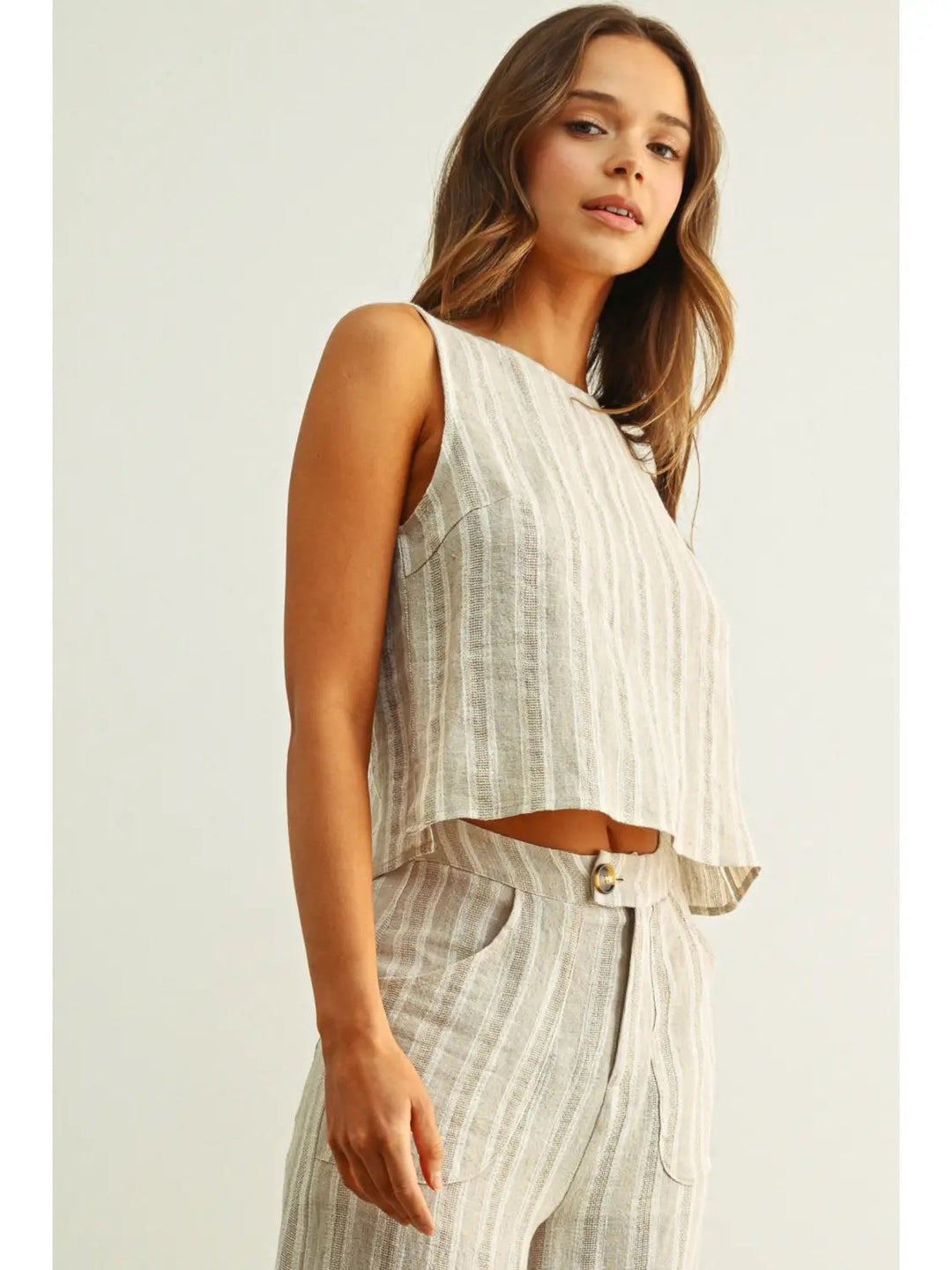 KEEN THE LABEL Stratton Twist Linen Tank-The Shop Laguna Beach