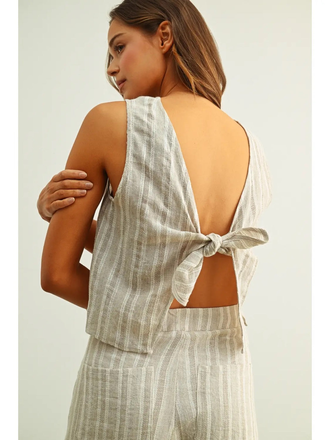 KEEN THE LABEL Stratton Twist Linen Tank-The Shop Laguna Beach