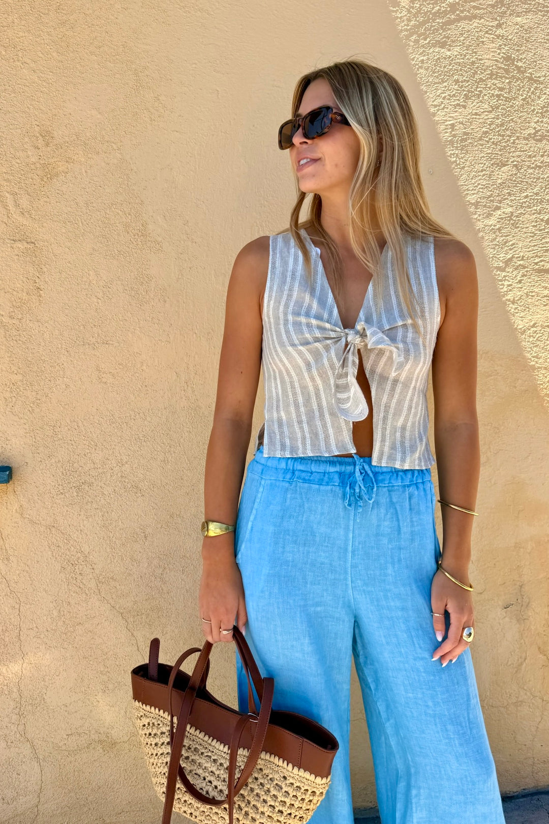 KEEN THE LABEL Stratton Twist Linen Tank-The Shop Laguna Beach