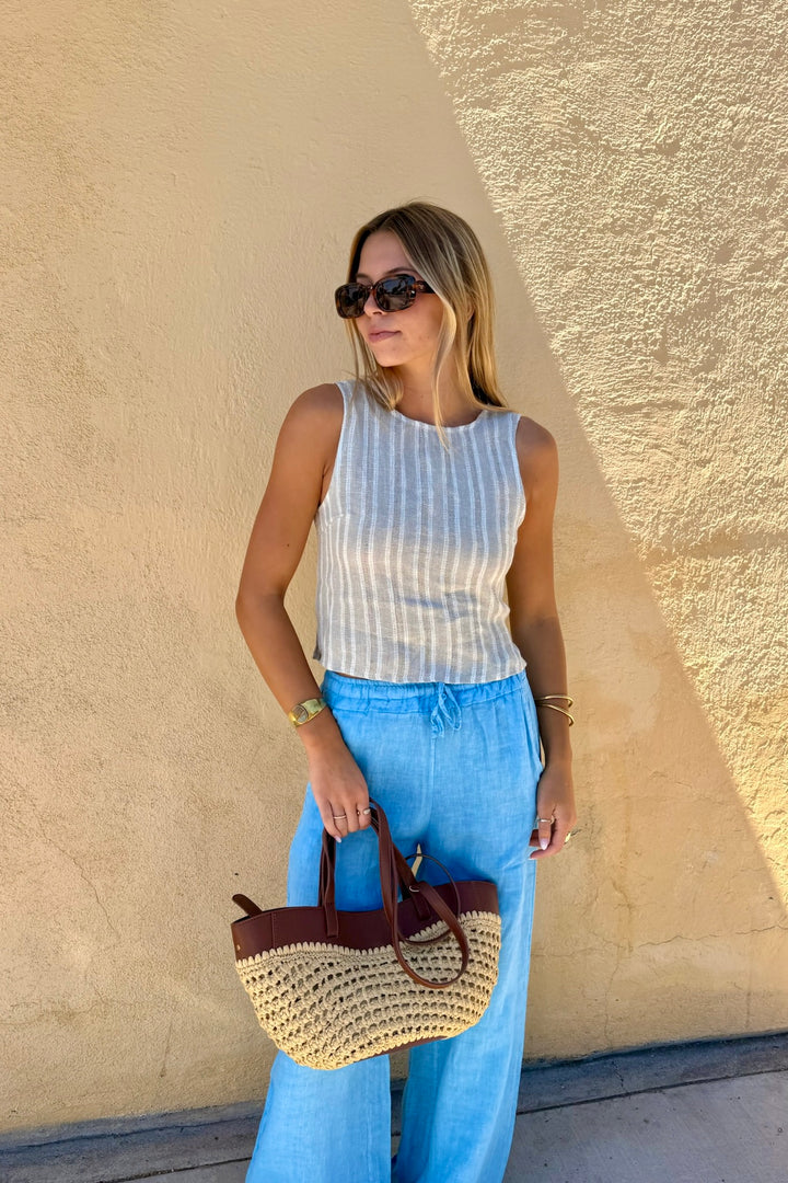 KEEN THE LABEL Stratton Twist Linen Tank-The Shop Laguna Beach